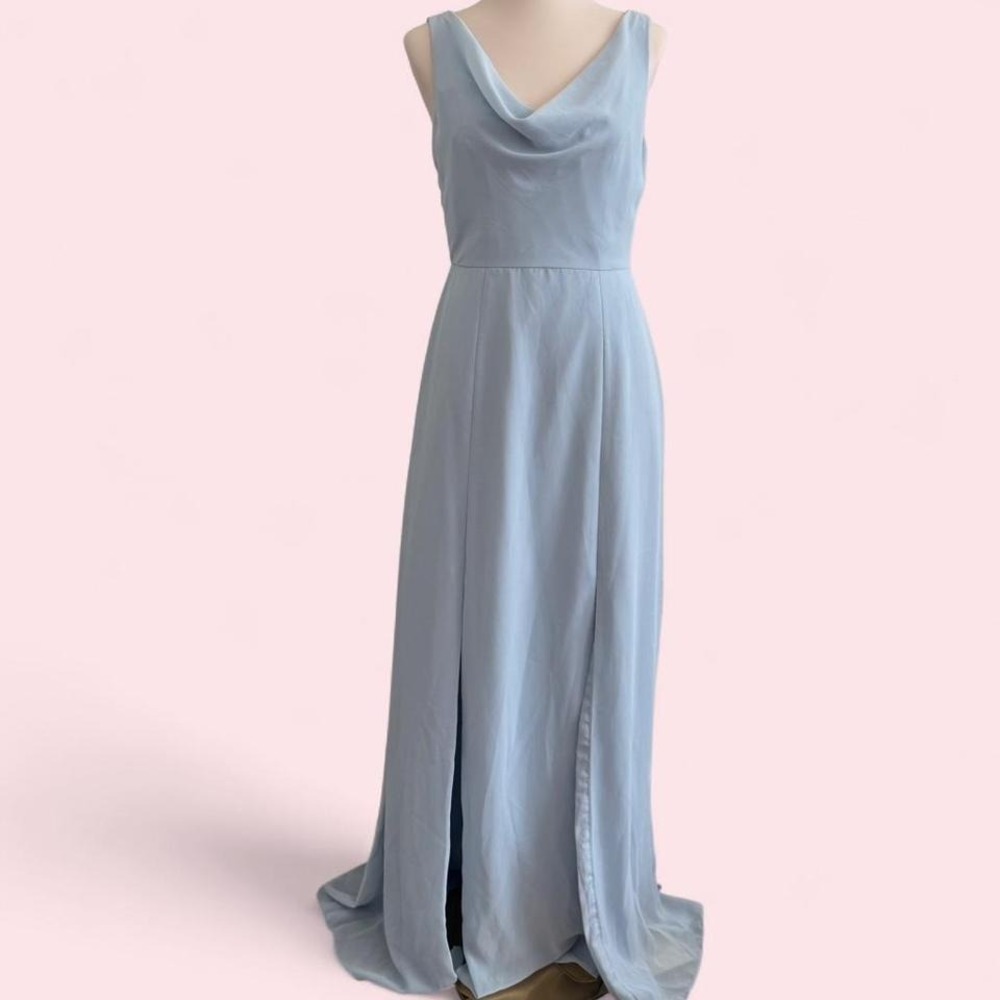 Social Bridesmaids baby blue chiffon maxi dress NWT‎